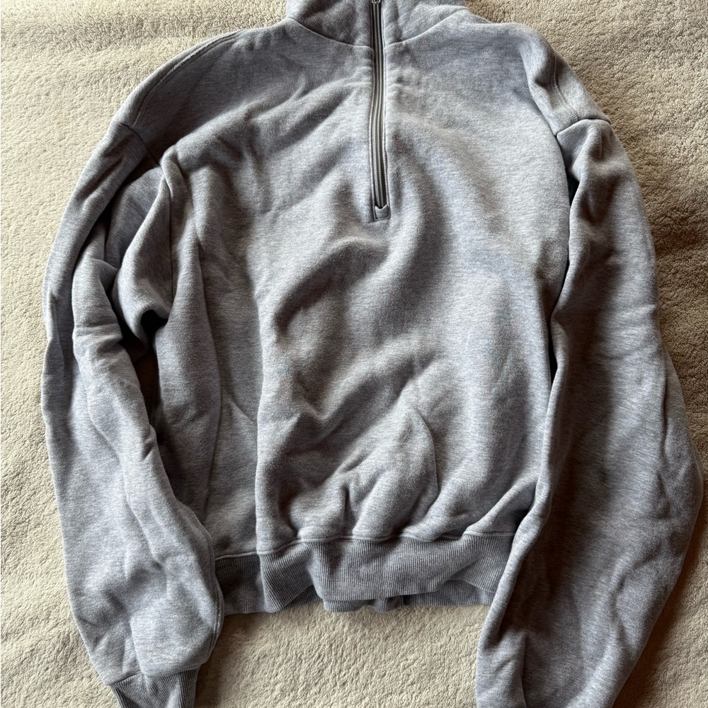 SKIMS Gray Quarter-Zip Sweatshirt